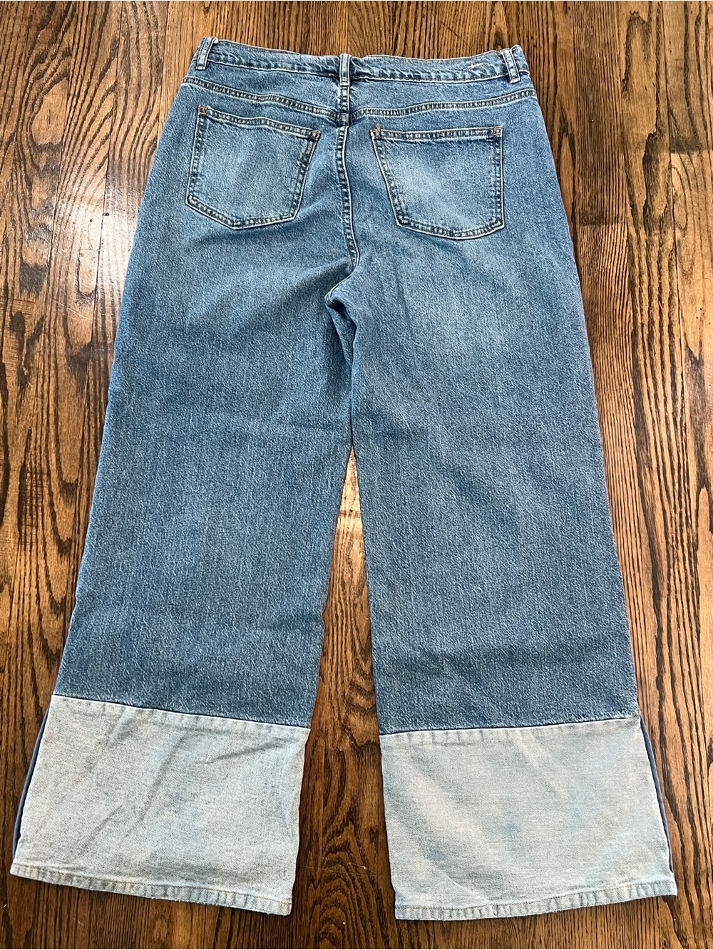 Habitual Two-Tone Wide Leg Jeans in Light Blue Denim - Picture 7 of 8